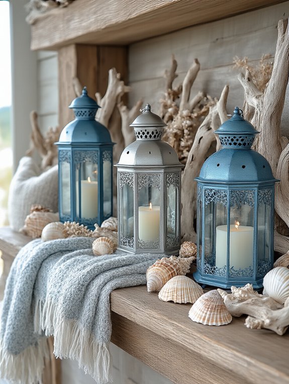 coastal colored winter lanterns