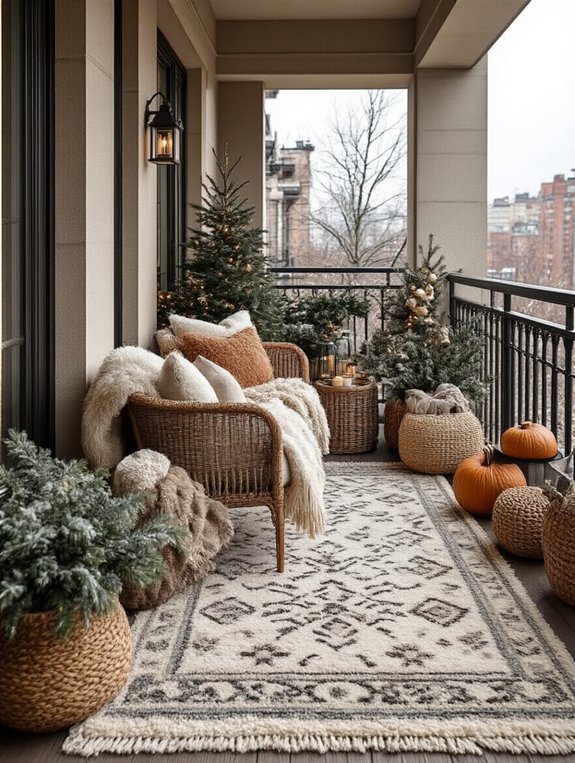cozy balcony rug warmth