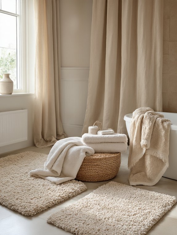 cozy bathroom textile layers