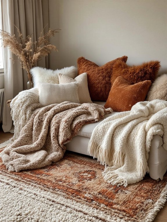 cozy blankets and pillows