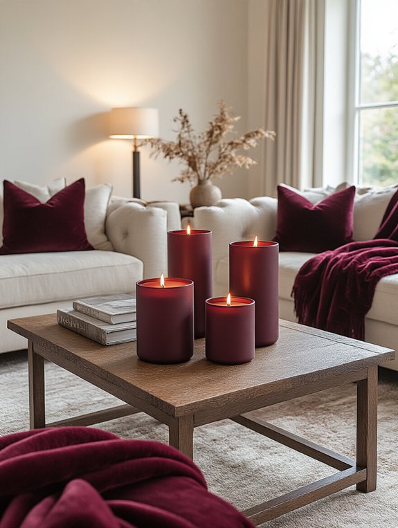 cozy burgundy candle holders