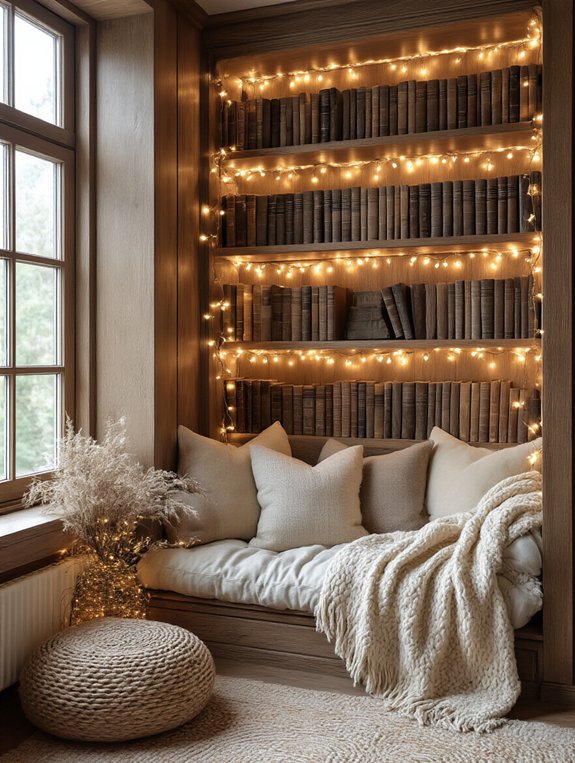 cozy corner with fairy lights