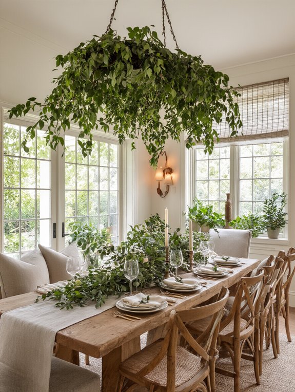 cozy dining room greenery