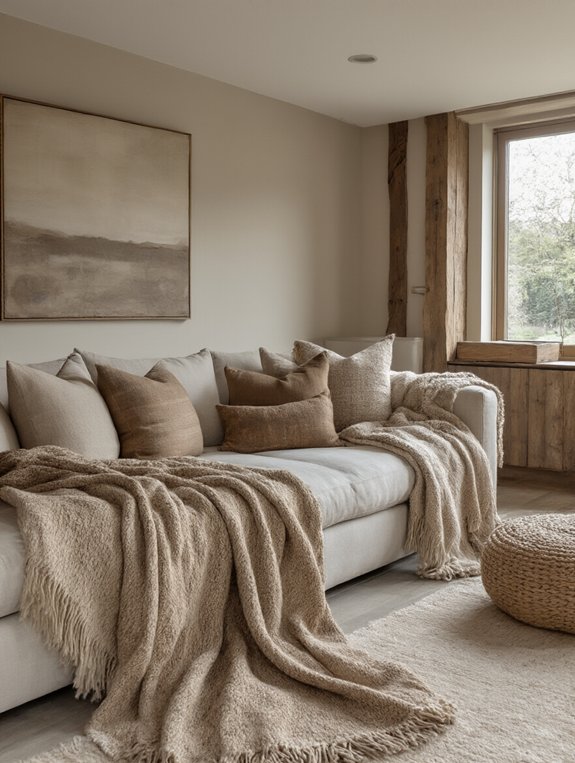 cozy earthy toned basement lounge