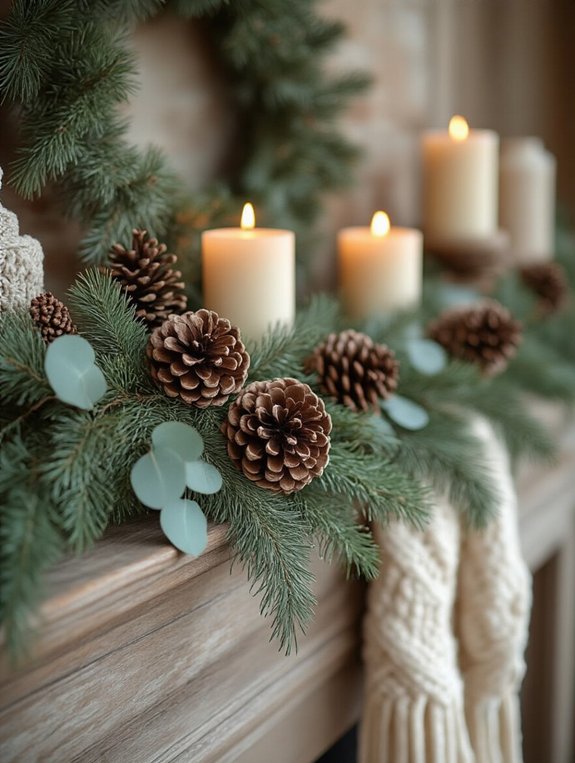 cozy eucalyptus pinecone garland
