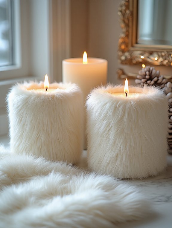 cozy faux fur candle wraps