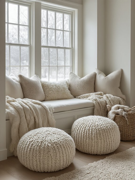 cozy knitted poufs charm