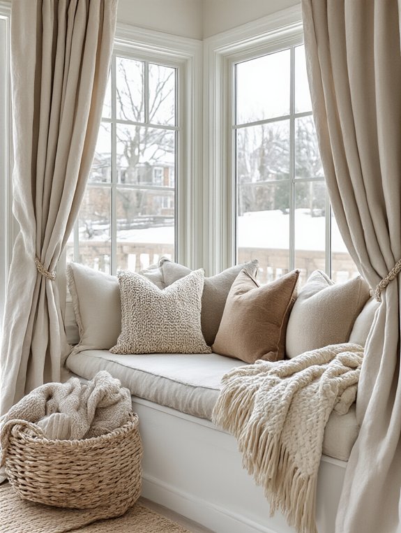 cozy layered window seat