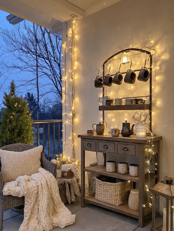cozy outdoor beverage station
