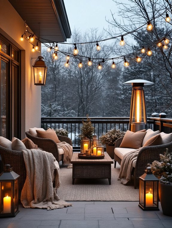 cozy patio with lights