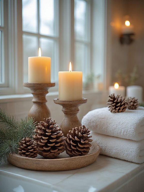 cozy pinecone candle holders