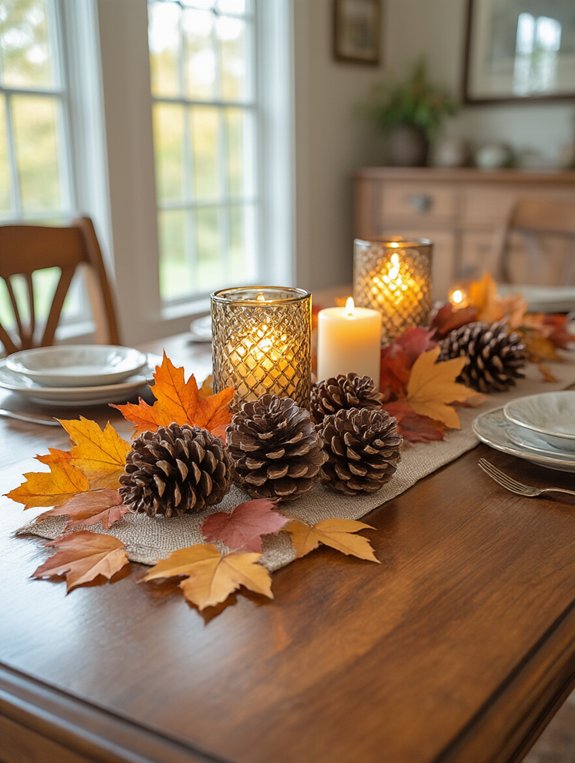 cozy pinecone table decor