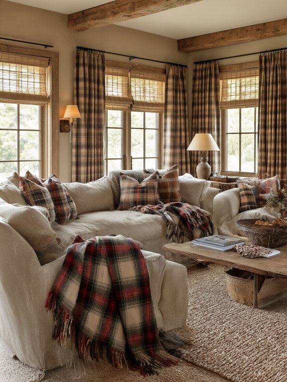 cozy plaid winter decor