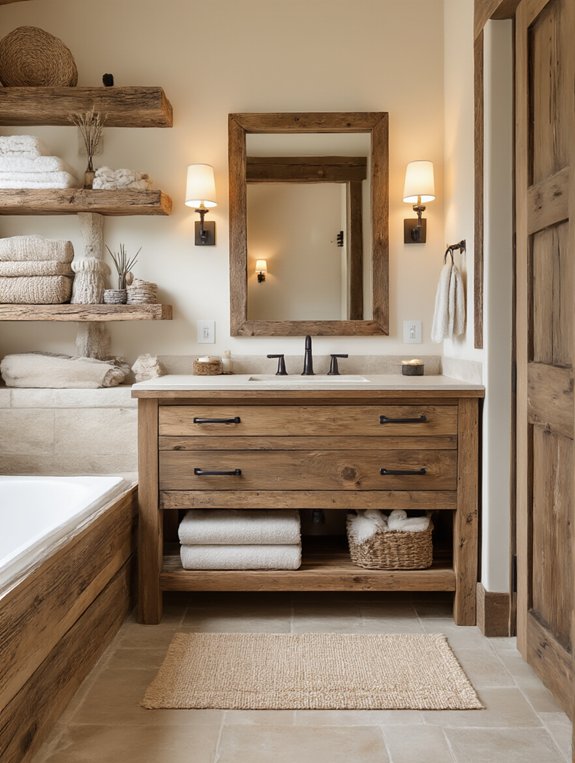 cozy rustic bathroom accents