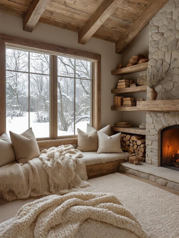 cozy rustic reading nook