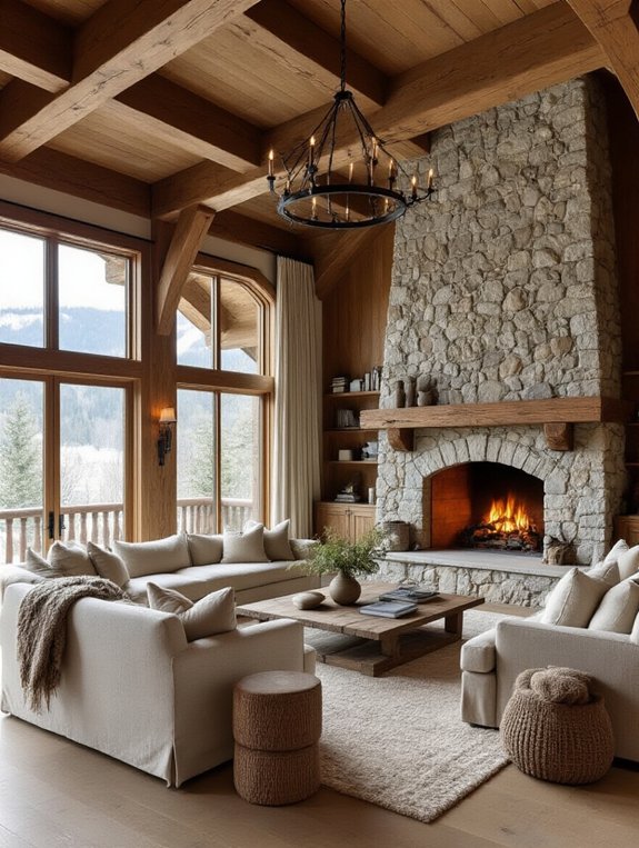 cozy rustic stone centerpiece