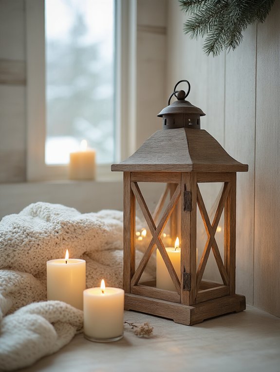 cozy rustic wooden lanterns