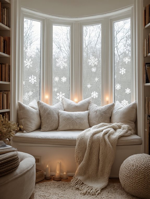 cozy snowfall reading nook