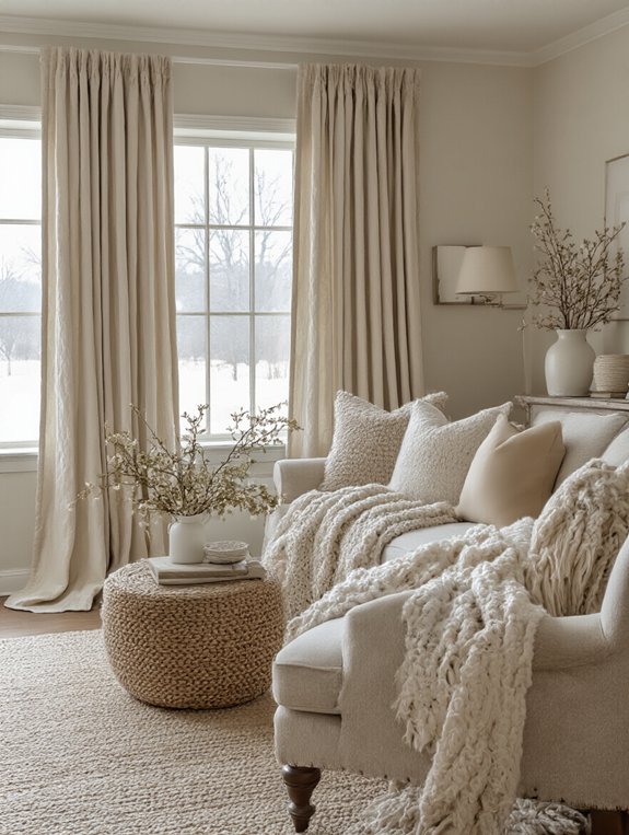 cozy textured fabric layering