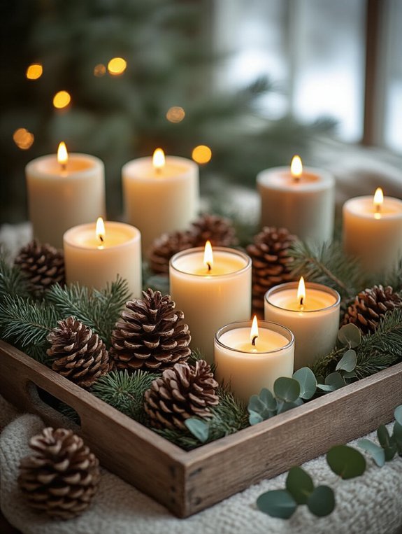 cozy vintage candle centerpiece