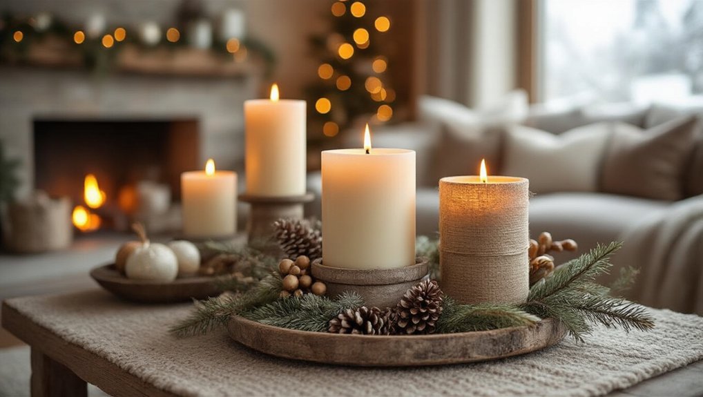 cozy winter candle displays