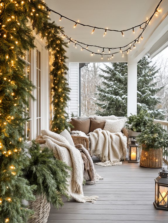 cozy winter porch lighting