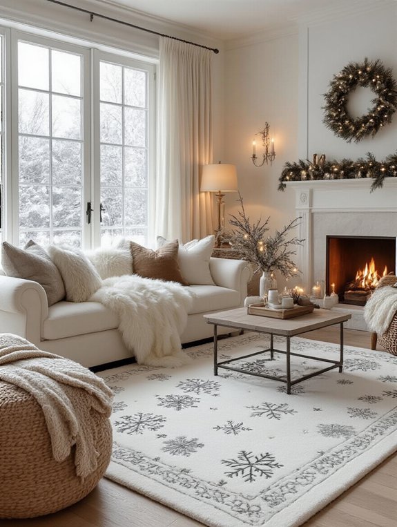 cozy winter snowflake rug