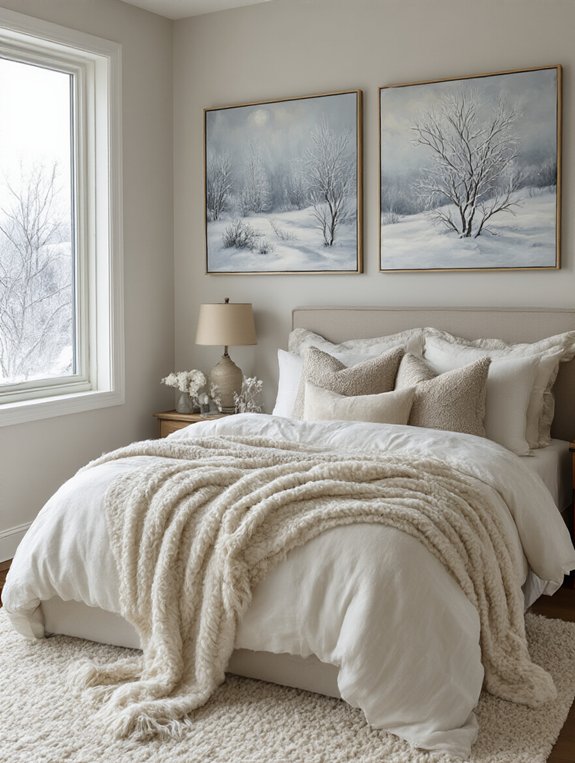cozy winter themed bedroom art