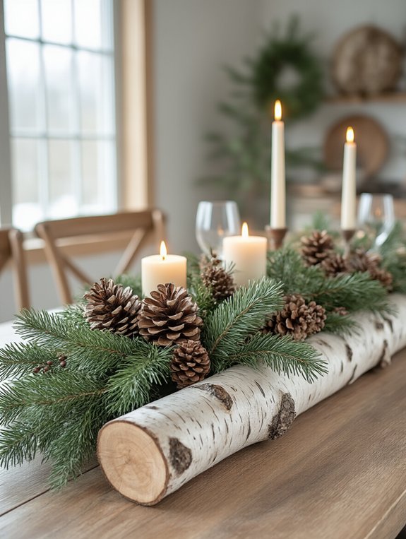 cozy woodland dinner centerpiece