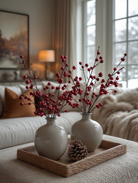 faux berry sprigs accents