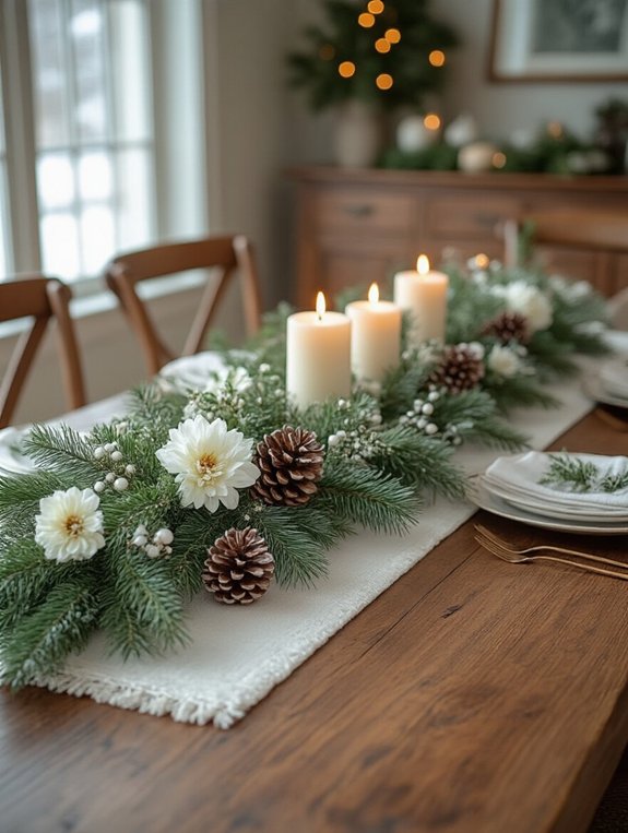 faux greenery table runner