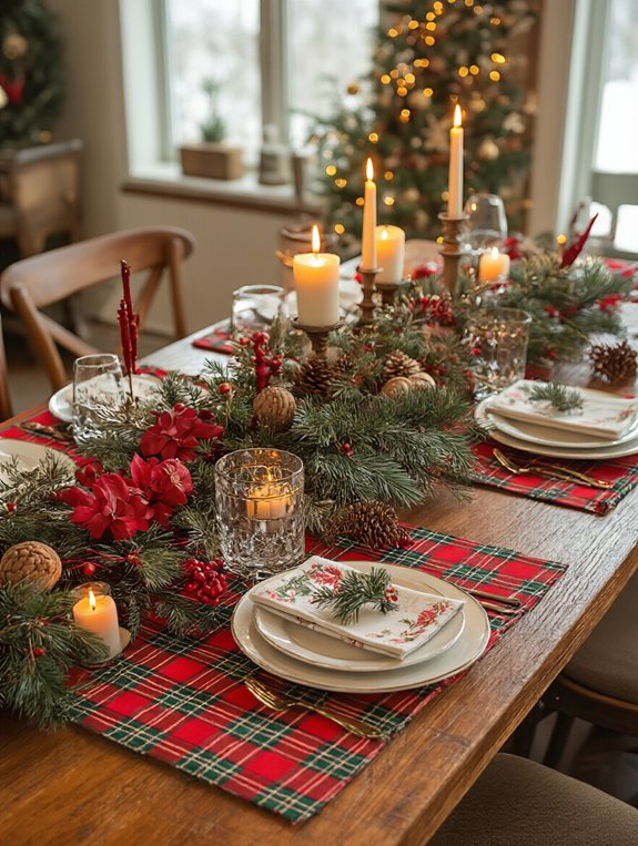 festive plaid table decor