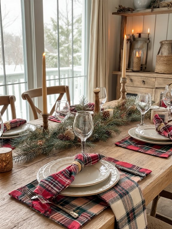 festive plaid table decor