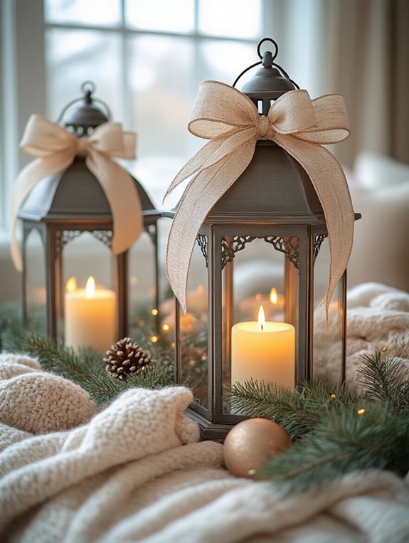 festive ribbon decorated lanterns