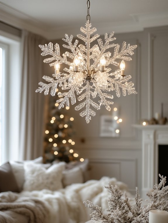frosted glass snowflake chandelier