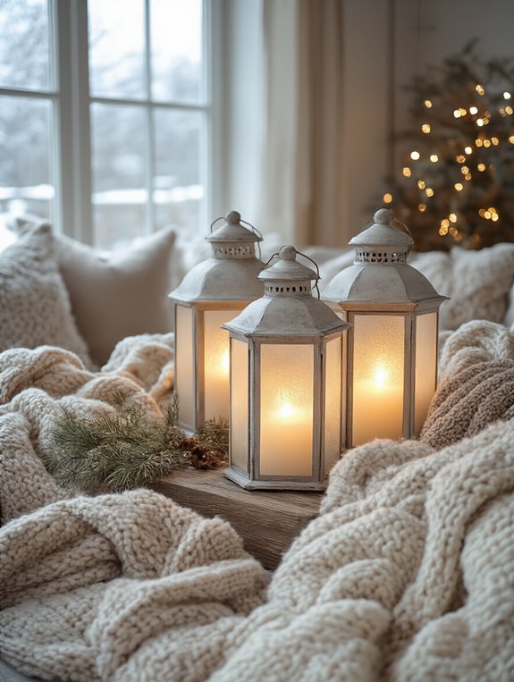 frosted lanterns create coziness