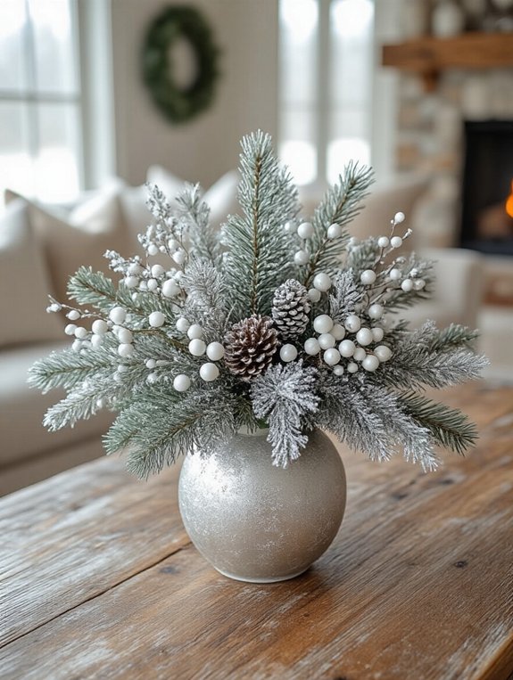 frosty pine table decor