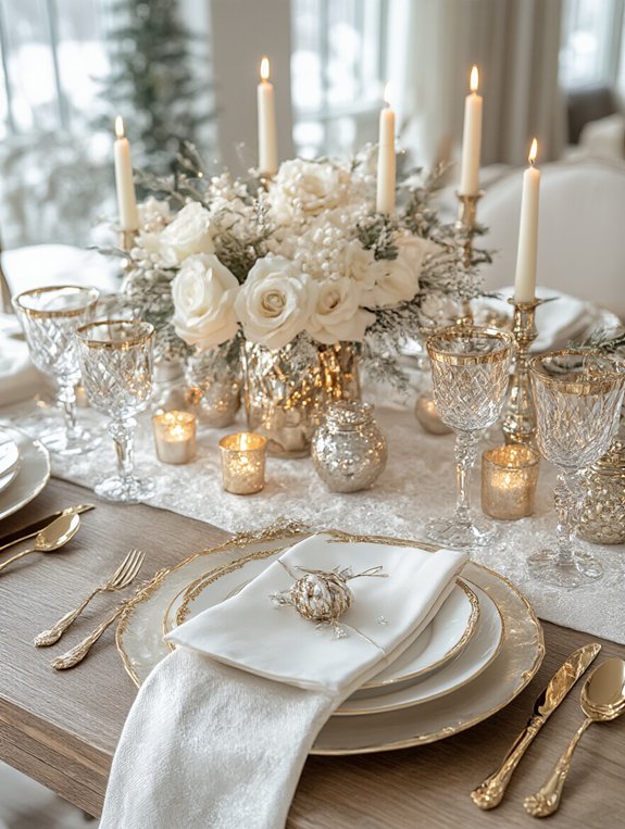 glamorous gold and silver dining
