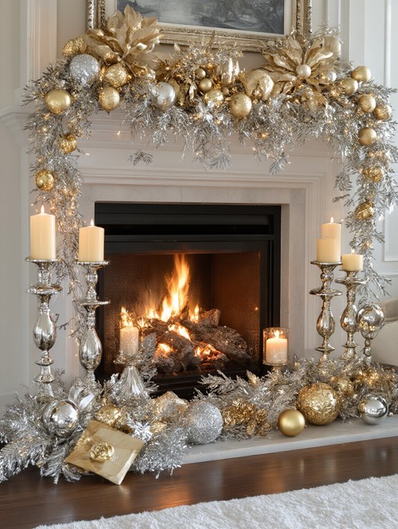 glamorous metallic fireplace accessories