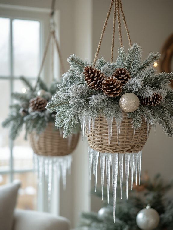 icicle hanging basket decor