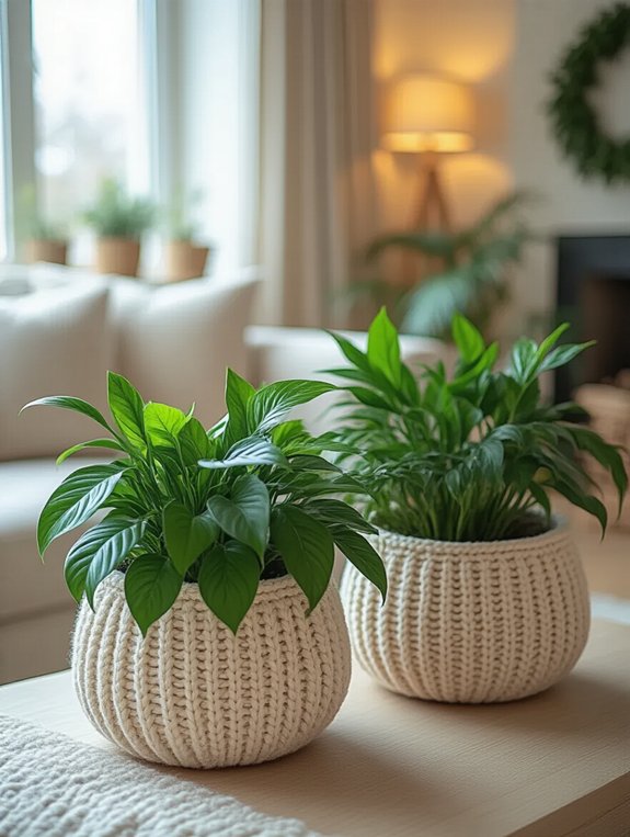 knit plant holders creativity