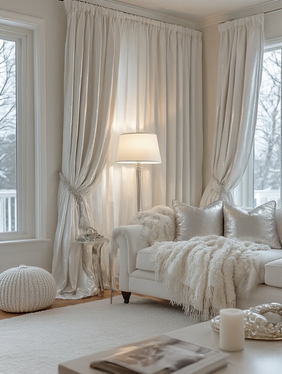 metallic curtains add sparkle