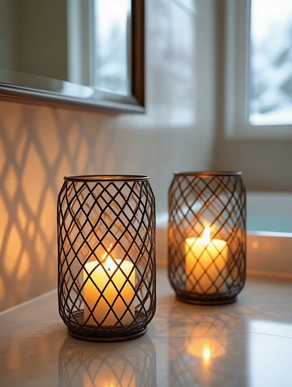 modern geometric wire candleholders