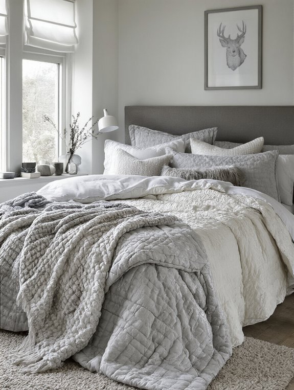 monochromatic winter wonderland bedroom