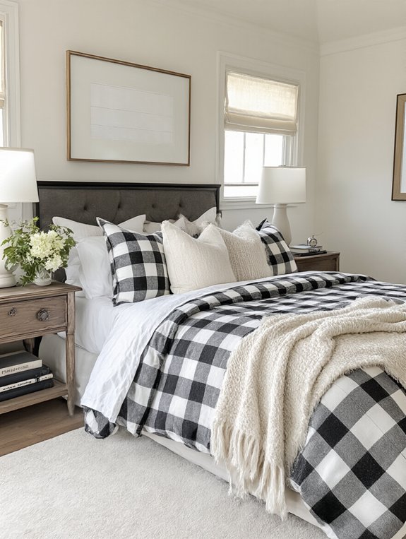 monochrome checkered flannel bedding