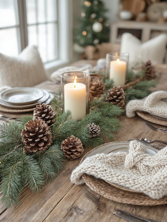 nature inspired winter tablescape