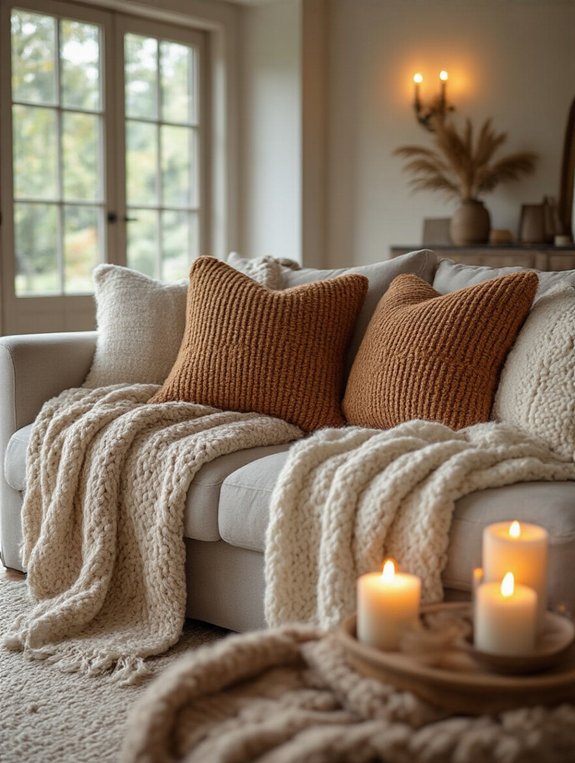 oversized cozy knit pillows