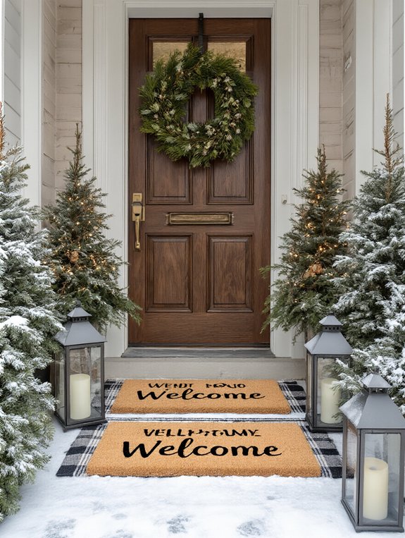 personalized winter welcome mats