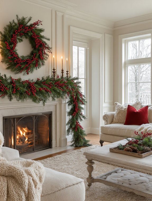 pine garland with berries