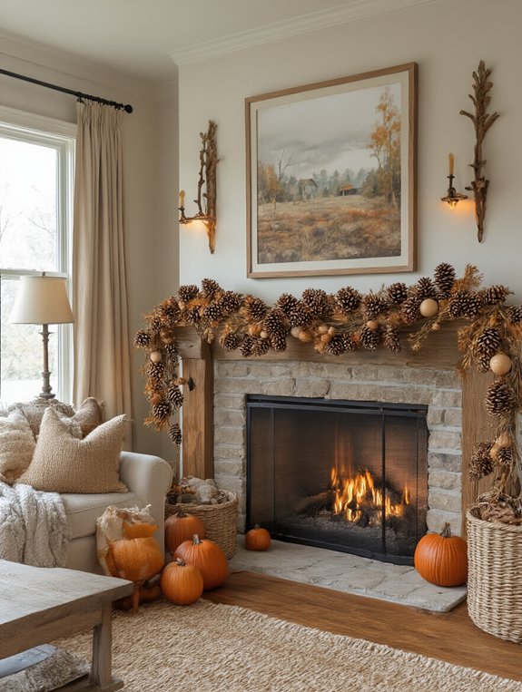 pinecone garland cozy decor